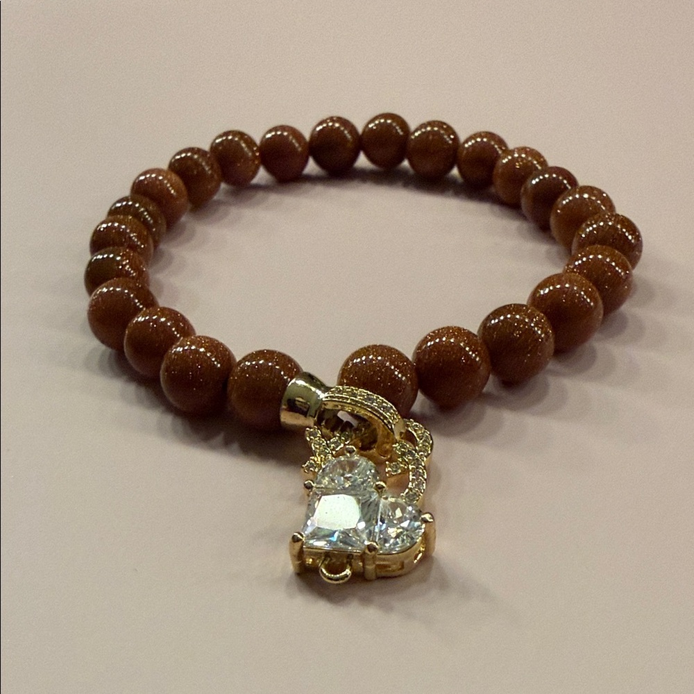 Elegant Brown Beaded Bracelet with Gold Accents